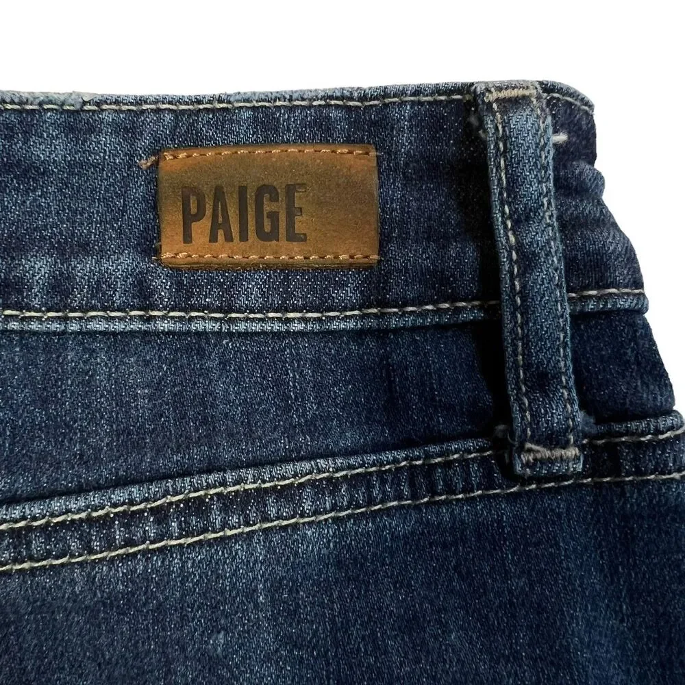 Paige Jean Skirt Women’s Size 28 Blue Front Split Light Distress - Picture 8 of 15